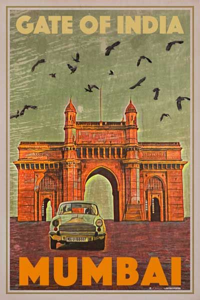 Mumbai Gate of India Poster | Landmark Illustration Wall Art