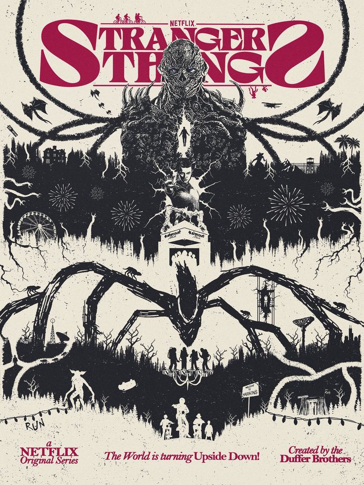 Stranger Things Upside Down Illustrated Series Poster