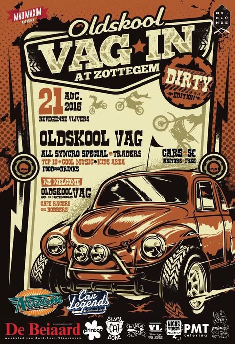 Oldschool VW Beetle Poster | Vintage Car Event Wall Art