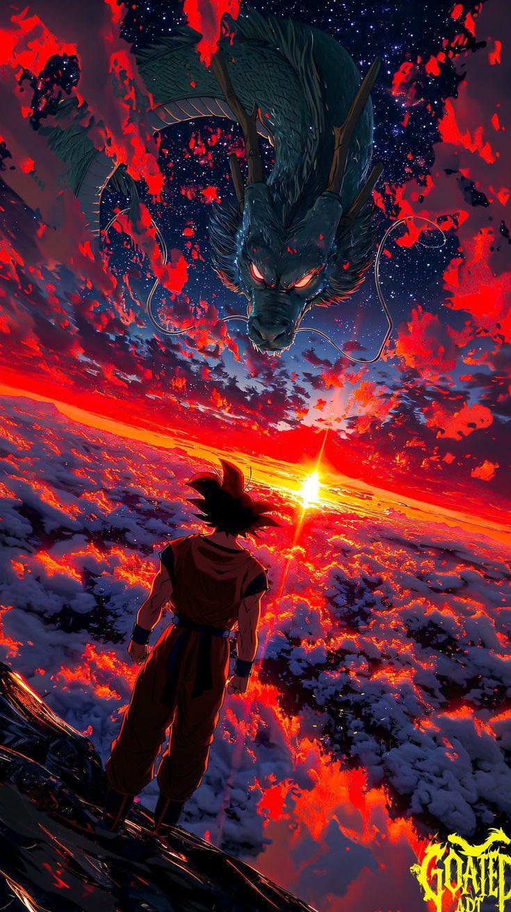 Saiyan Power Anime Poster | Epic Dragon Battle Wall Art