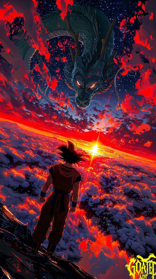 Saiyan Power Anime Poster | Epic Dragon Battle Wall Art