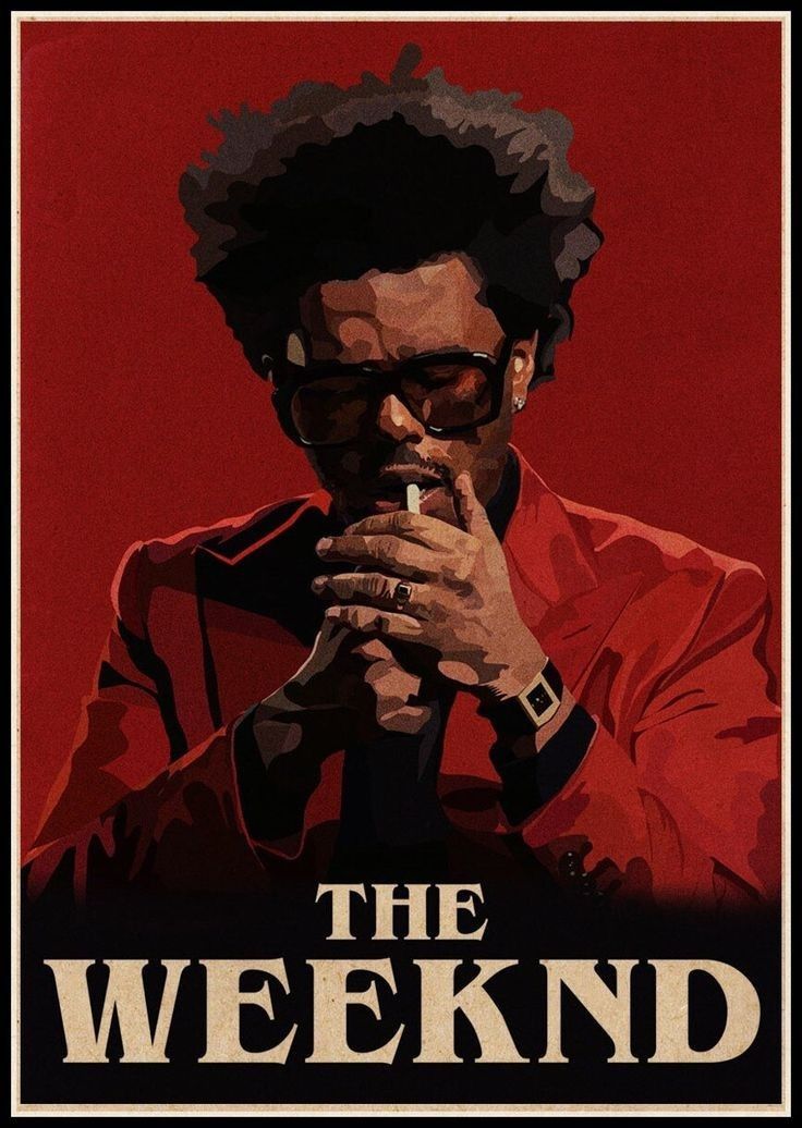 Red Portrait Music Poster | The Weeknd Inspired Wall Art