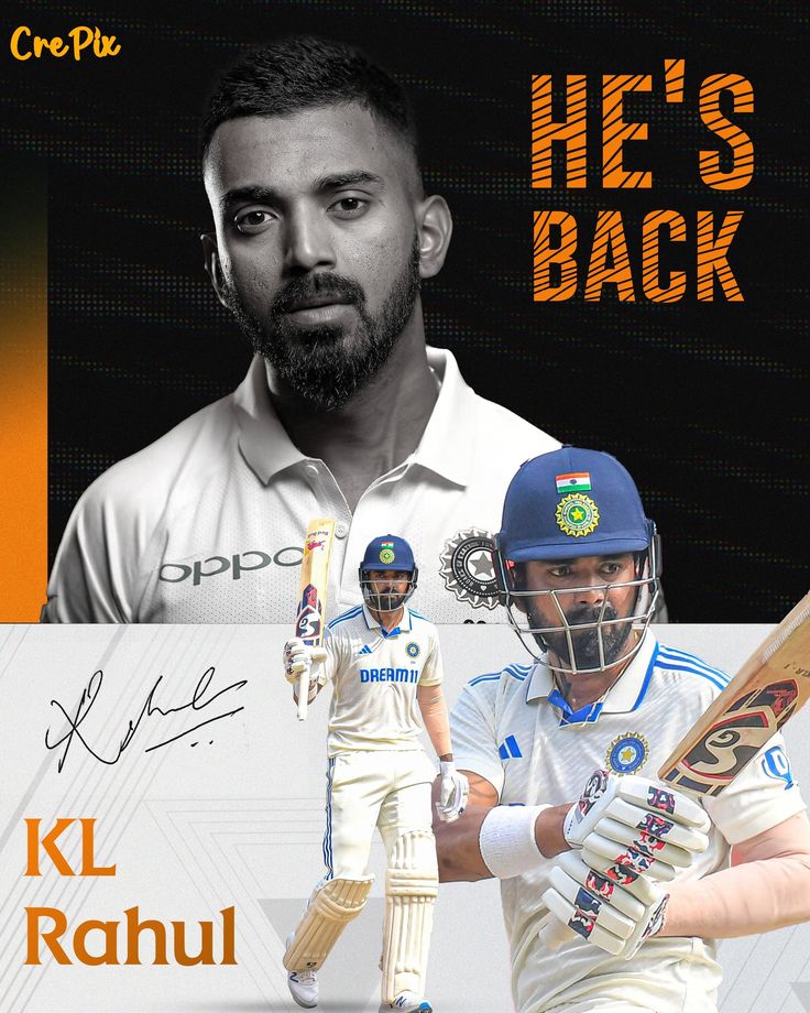 KL Rahul Cricket Poster | Indian Batsman Sports Wall Art