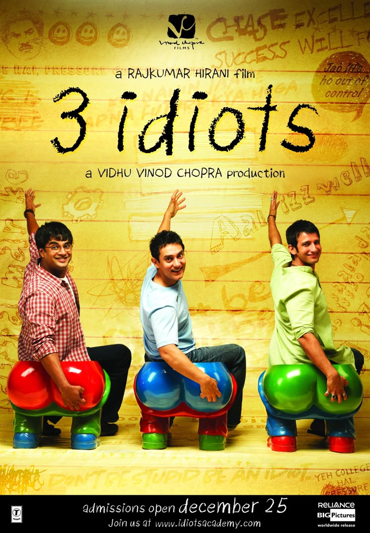 3 Idiots Poster | Bollywood Movie Wall Art