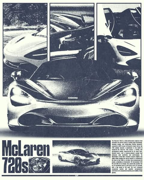 McLaren 720S Retro Poster | Vintage Supercar Wall Art