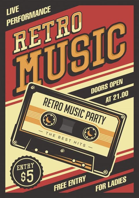 Retro Music Cassette Poster | Vintage Music Wall Art