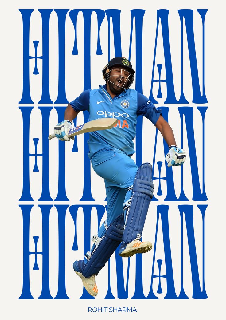 Rohit Sharma Cricket Poster | Indian Batsman Action Wall Art
