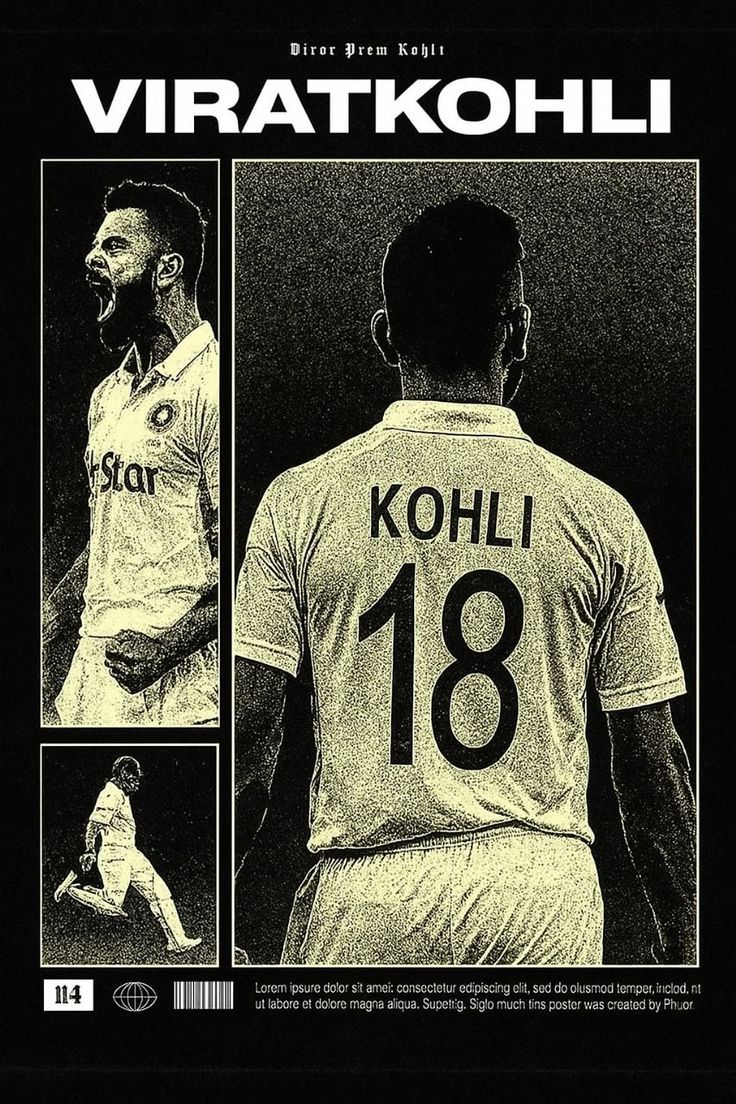 Virat Kohli Cricket Poster | Black Aesthetic Sports Wall Art