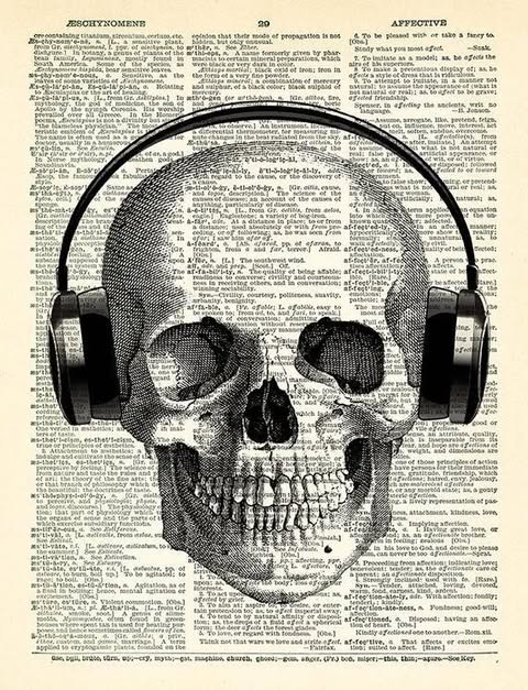 Skull Headphones Poster | Music Dark Art Wall Decor