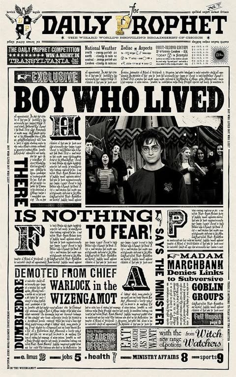 Harry Potter Newspaper Poster | Magical Vintage Wall Art