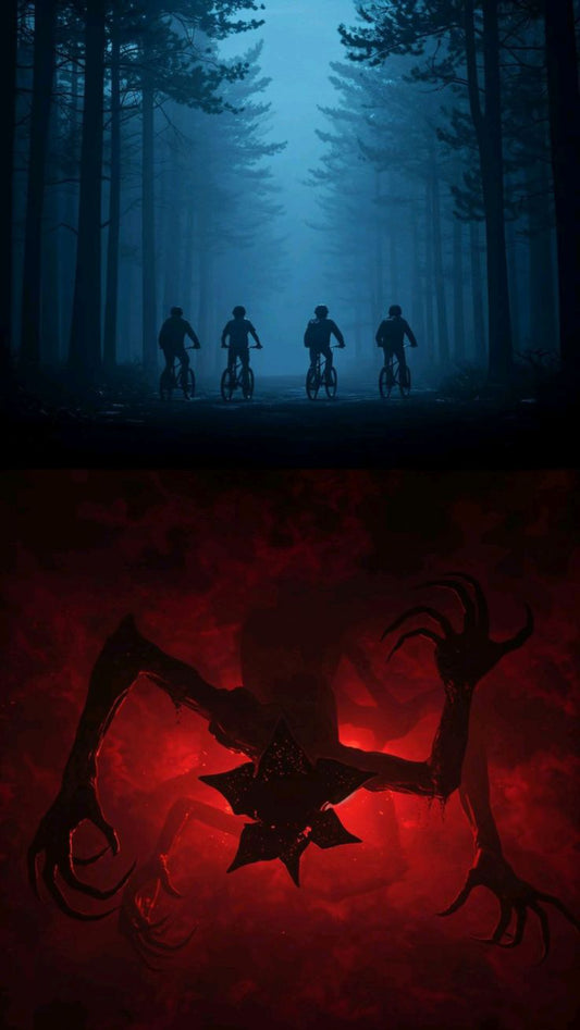 Stranger Things Forest Silhouette Poster | Moody Aesthetic Art